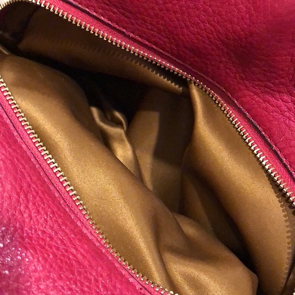 COACH Madison Phoebe Tumbled Red Leather Copper Lining 3 Section Shoulder Bag - Picture 10 of 16